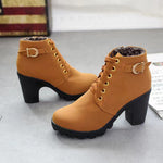 Charger l'image dans la galerie, Damen Stiefeletten mit Blockabsatz | Warm Gefüttert | Rutschfeste Sohle | Goldene Details
