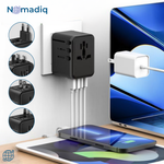 Charger l'image dans la galerie, Nomadiq Weltadapter mit USB &amp; Schnellladefunktion
