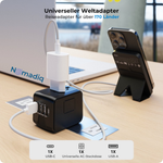 Charger l'image dans la galerie, Nomadiq Weltadapter mit USB &amp; Schnellladefunktion
