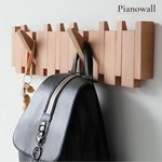 Charger l'image dans la galerie, Pianowall Klappbare Wandgarderobe aus Naturholz
