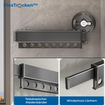 Charger l'image dans la galerie, FlexTrocken™ Wand Wäscheständer mit Saugnapf
