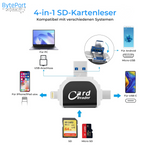 Charger l'image dans la galerie, BytePort 4-in-1 SD-Kartenleser – USB-C &amp; USB 3.0
