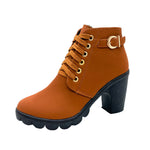 Charger l'image dans la galerie, Damen Stiefeletten mit Blockabsatz | Warm Gefüttert | Rutschfeste Sohle | Goldene Details
