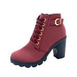 Charger l'image dans la galerie, Damen Stiefeletten mit Blockabsatz | Warm Gefüttert | Rutschfeste Sohle | Goldene Details
