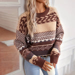 Charger l'image dans la galerie, Le Clair | Retro Pullover mit Kontrast gestrickt
