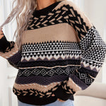 Charger l'image dans la galerie, Le Clair | Retro Pullover mit Kontrast gestrickt
