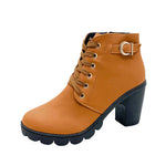 Charger l'image dans la galerie, Damen Stiefeletten mit Blockabsatz | Warm Gefüttert | Rutschfeste Sohle | Goldene Details
